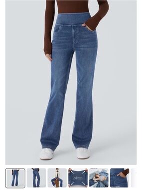 Halara Flex™ High Waisted Pockets Washed Casual Bootcut Jeans